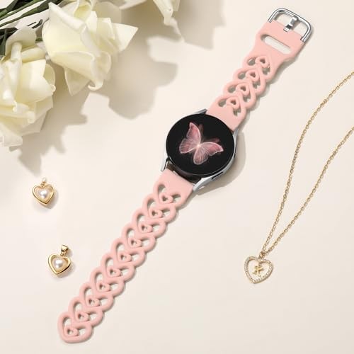 Double Hearts Soft Silicone Strap with Samsung Galaxy Watch 7 40mm Women Sport