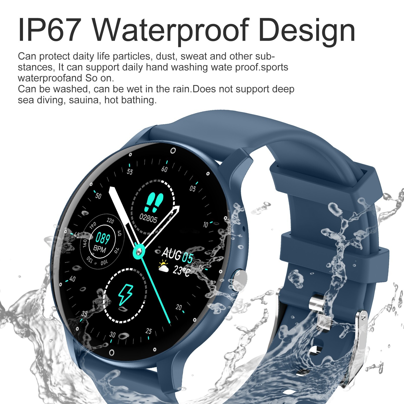 Smart Watch Sport Fitness Tracker Heart Rate Oxygen Blood Pressure For Women Men