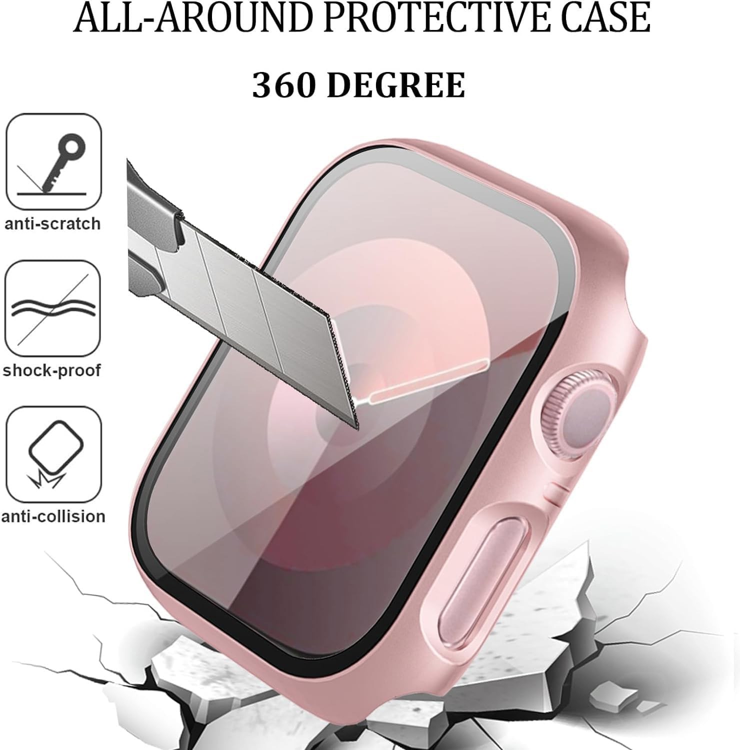 6-Pack Case for Apple Watch 44mm Series SE 3/SE 2/SE/6/5/4 with Tempered Glass