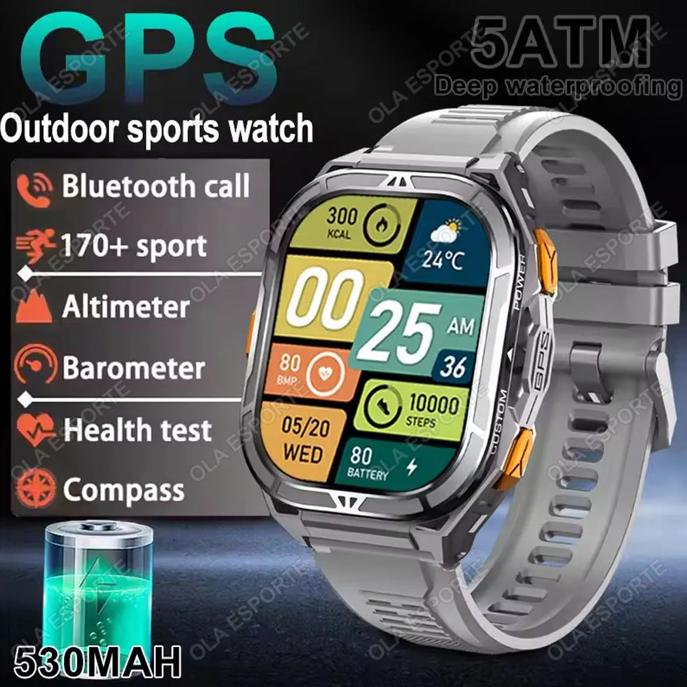 X5 AMOLED Smart Watch Men Dual-Band GPS 5ATM Waterproof Compass Tracker
