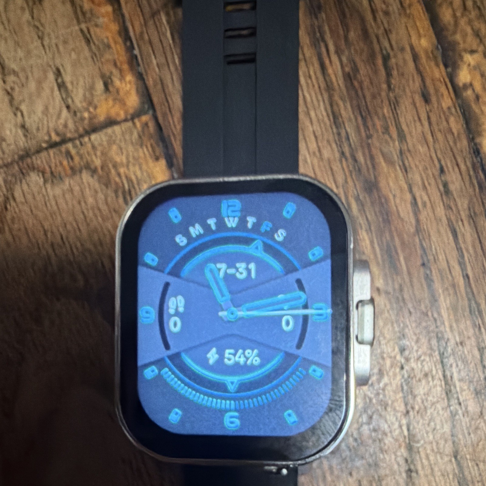 Smart watch 39mm Silver Metal Case Black Silicone Band with earbuds