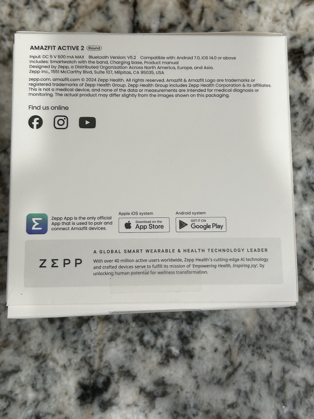 AMAZFIT Active 2 44mm Silver Bezel Silicone Bands Touchscreen Smart Watch