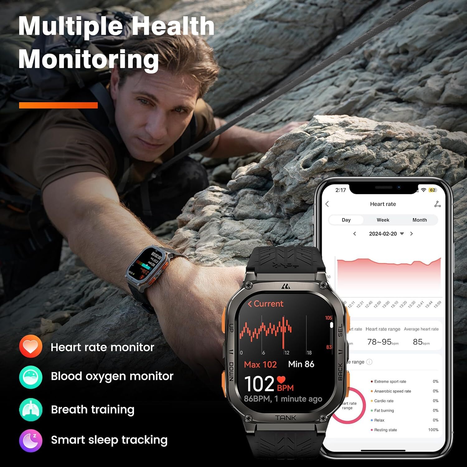 2024 AMAZTIM TANK M3 ULTRA GPS Smart Watch 480mAh Big Battery for IOS Android
