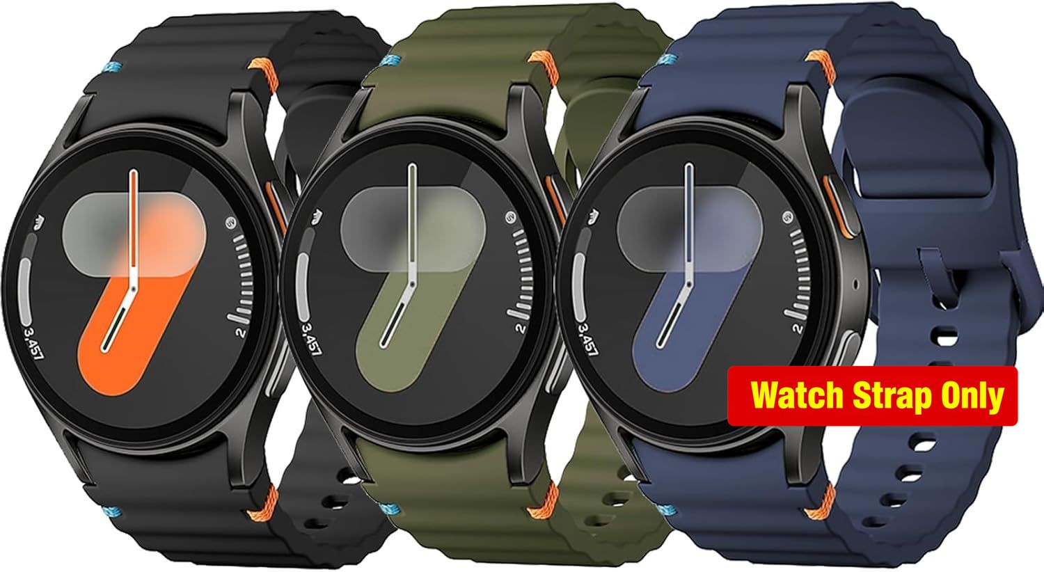 6 Pack No Gap Silicone Bands for Samsung Galaxy Watch 7 40mm 44mm, Soft Fit