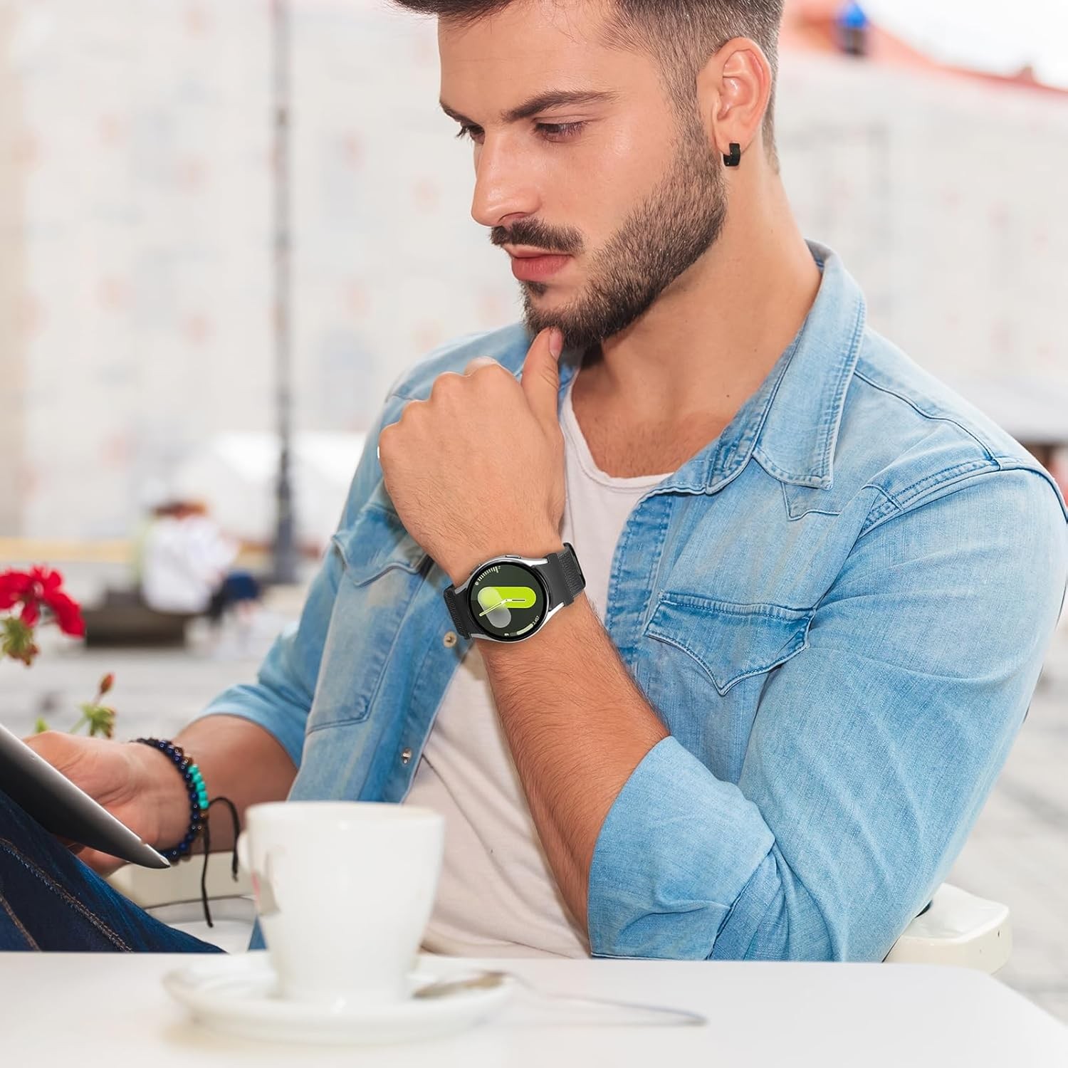 Fabric Strap Compatible with Samsung Galaxy Watch 6 40mm 44mm Magnetic Elastic
