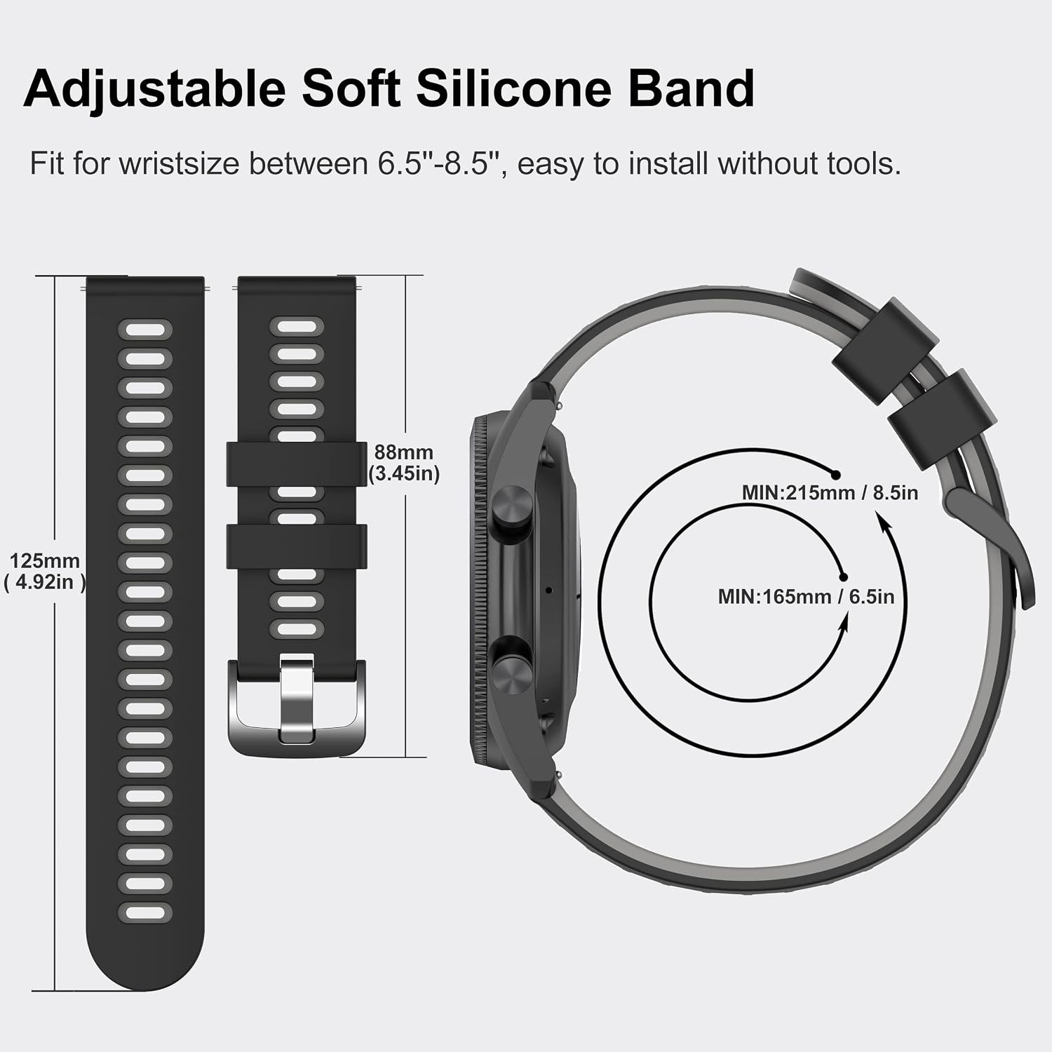 22mm Soft Silicone Strap Compatible with Samsung Galaxy Watch 3 45mm