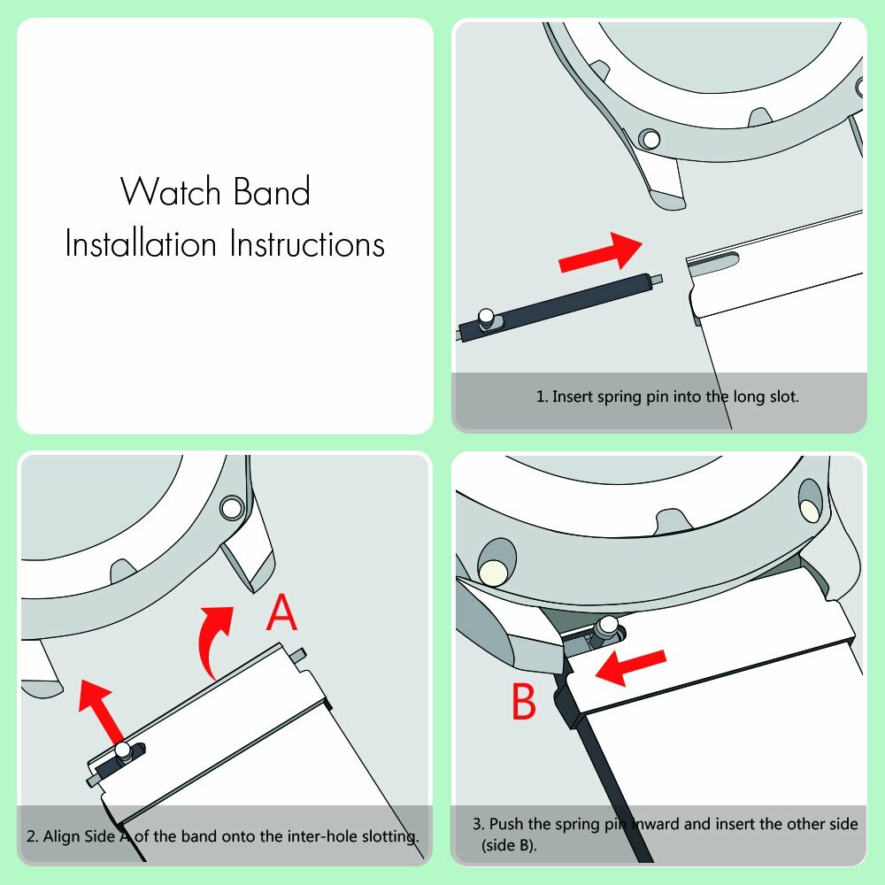 20mm Stainless Steel watch Strap for Samsung Galaxy Watch Active 40mm/42mm /S2
