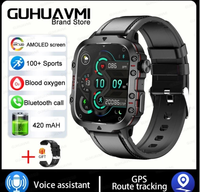 Outdoor Waterproof Smart Watch Men 420mAh Battery Heart Rate