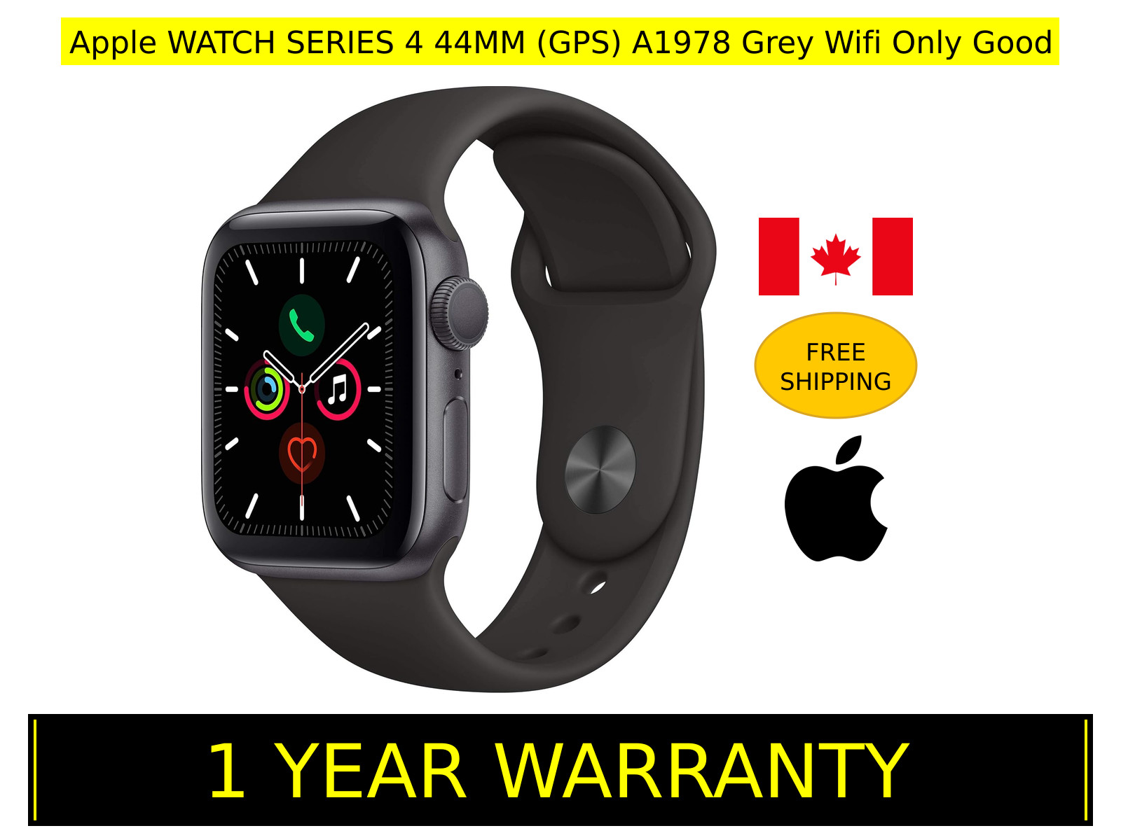 Apple WATCH SERIES 4 44MM (GPS) A1978 Wifi Only smartwatch – Good