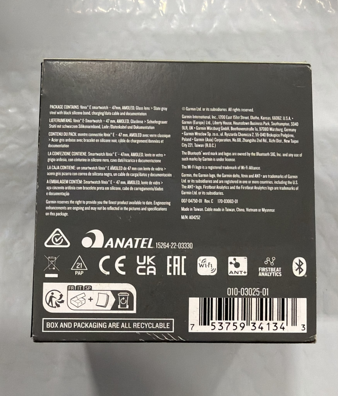 Garmin Fēnix E 47mm AMOLED Slate Gray Steel GPS Smartwatch SCRATCH 010-03025-01