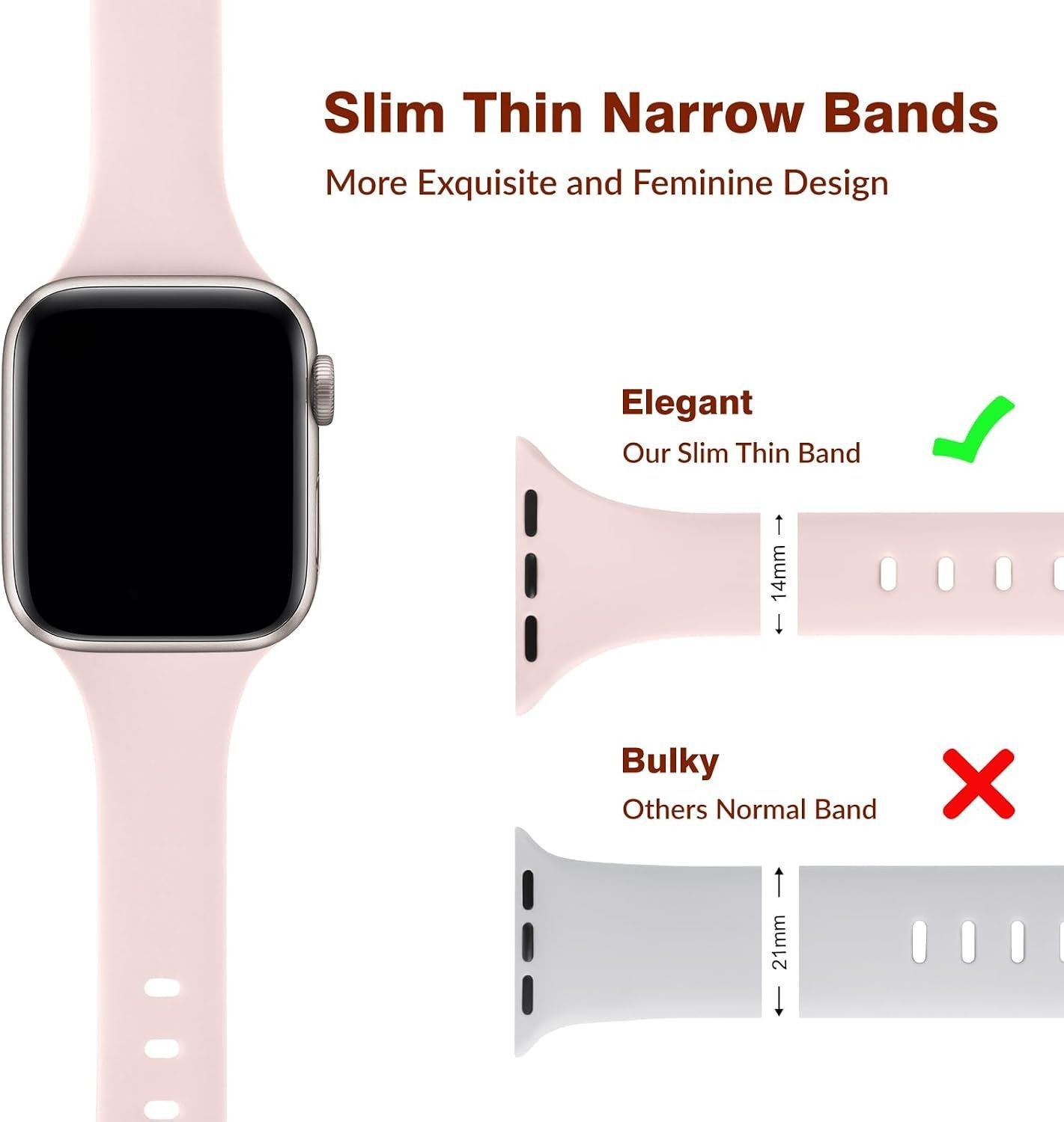 6 Pack Soft Silicone Strap Compatible with Apple Watch Series 7 44mm