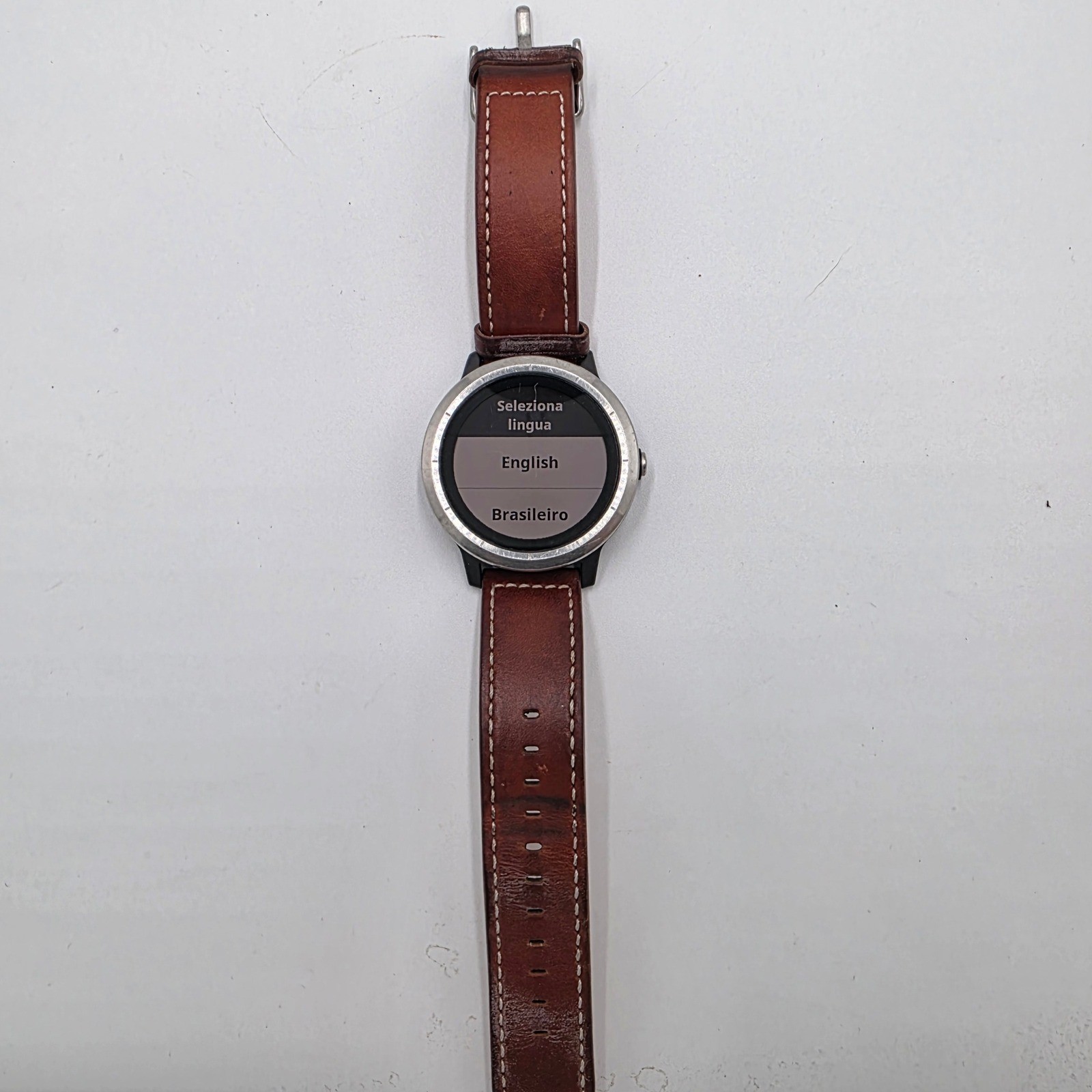 Garmin Vivoactive 3 Smartwatch Silver Stainless Steel Brown Leather GPS Watch
