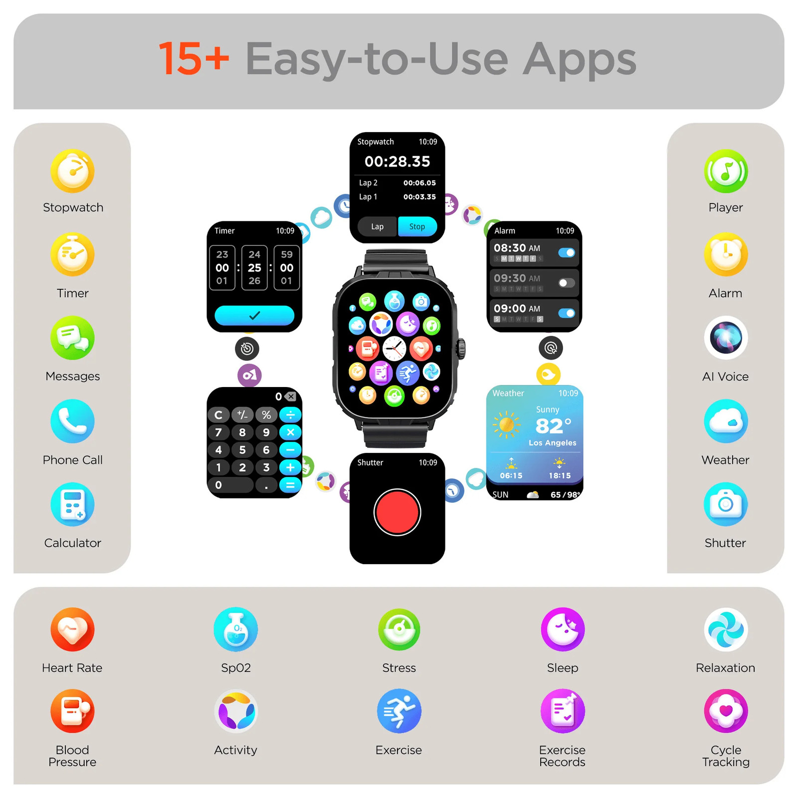 Hypergear FIT X2 Smartwatch Fitness Tracker Heart Rate Monitor Sports Watch