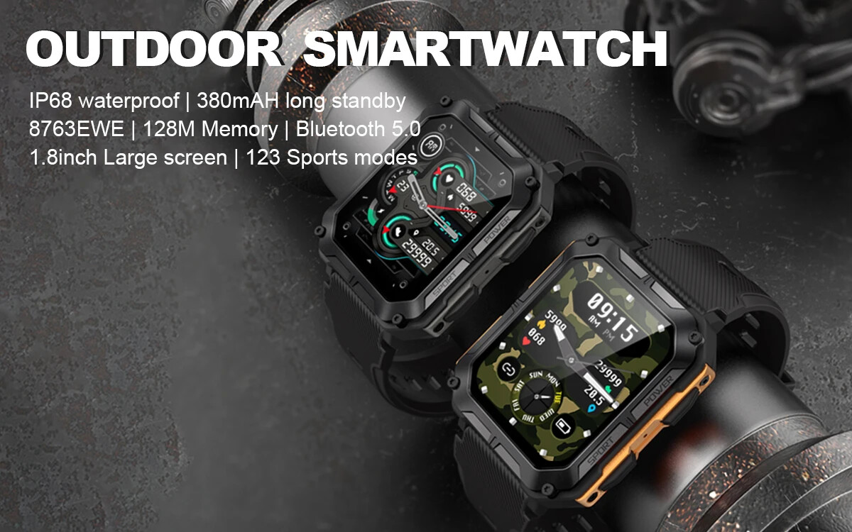 C20 Pro Smart Watch Voice Assistant BT Wireless Sports Waterproof Android iOS