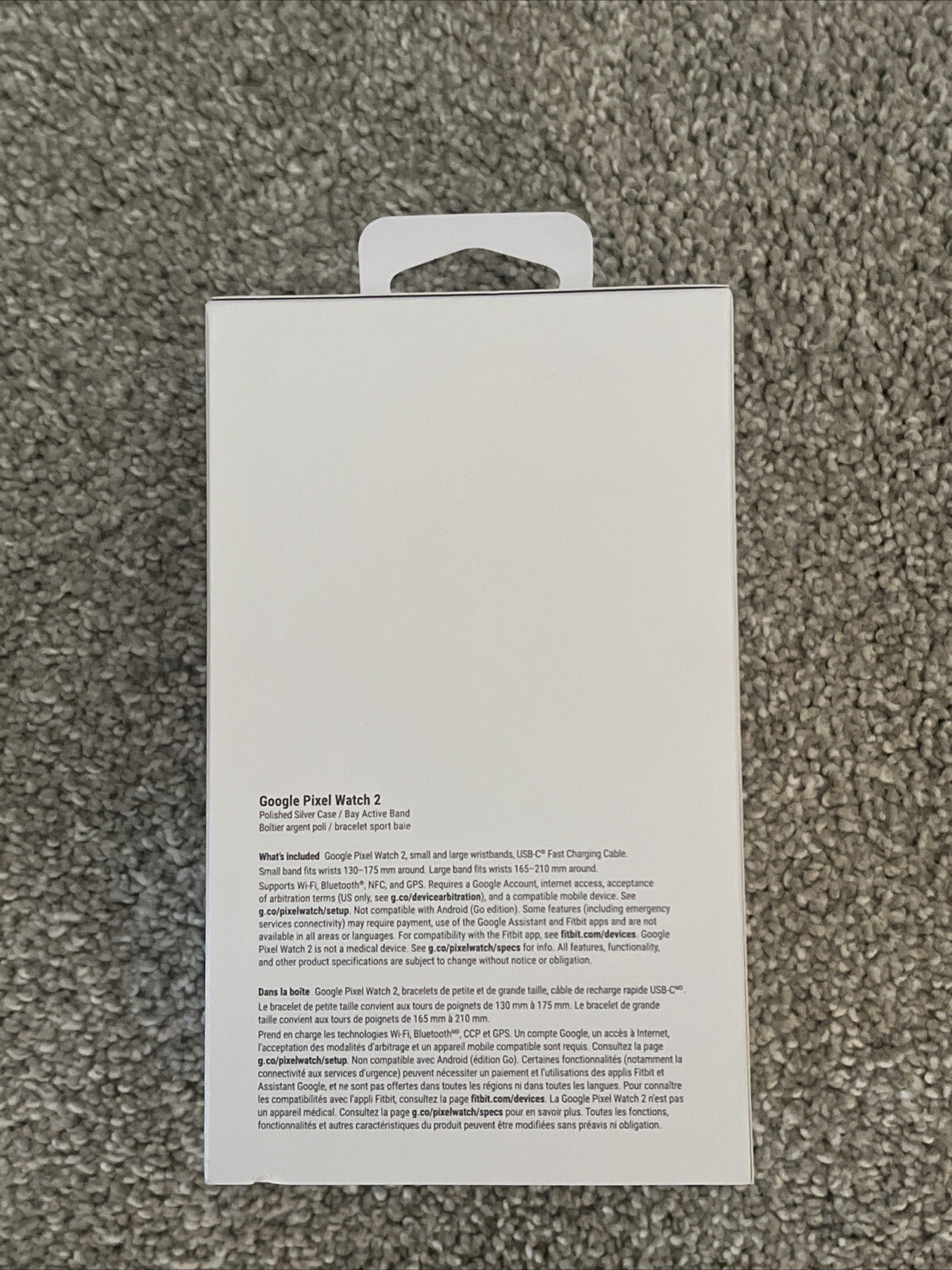 Google Pixel Watch 2 Wi-Fi 41mm Silver Aluminum Case Blue Band GA05032-US NEW
