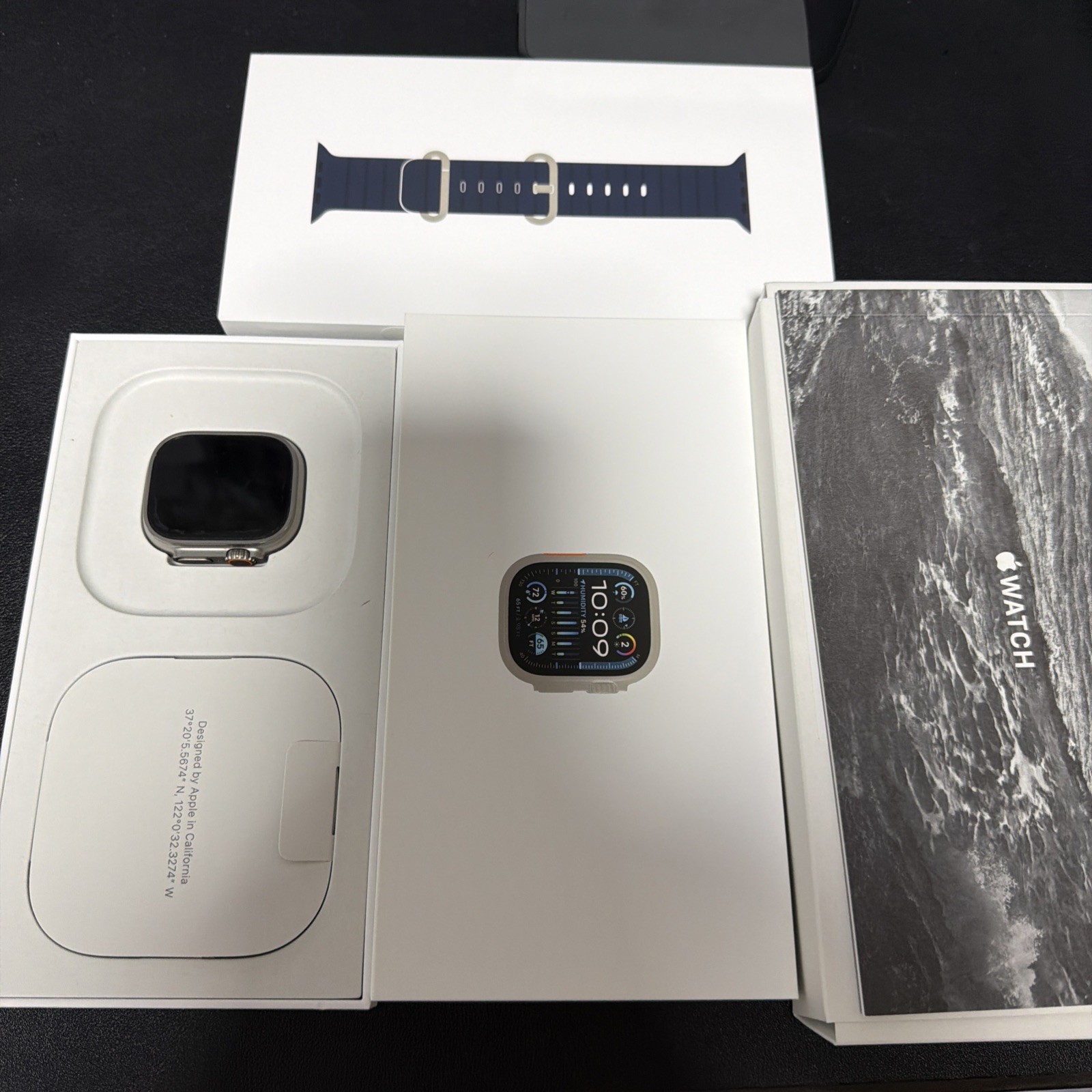 Apple Watch Ultra 2 49mm Titanium Case with Ocean Band – Blue, One Size (GPS…