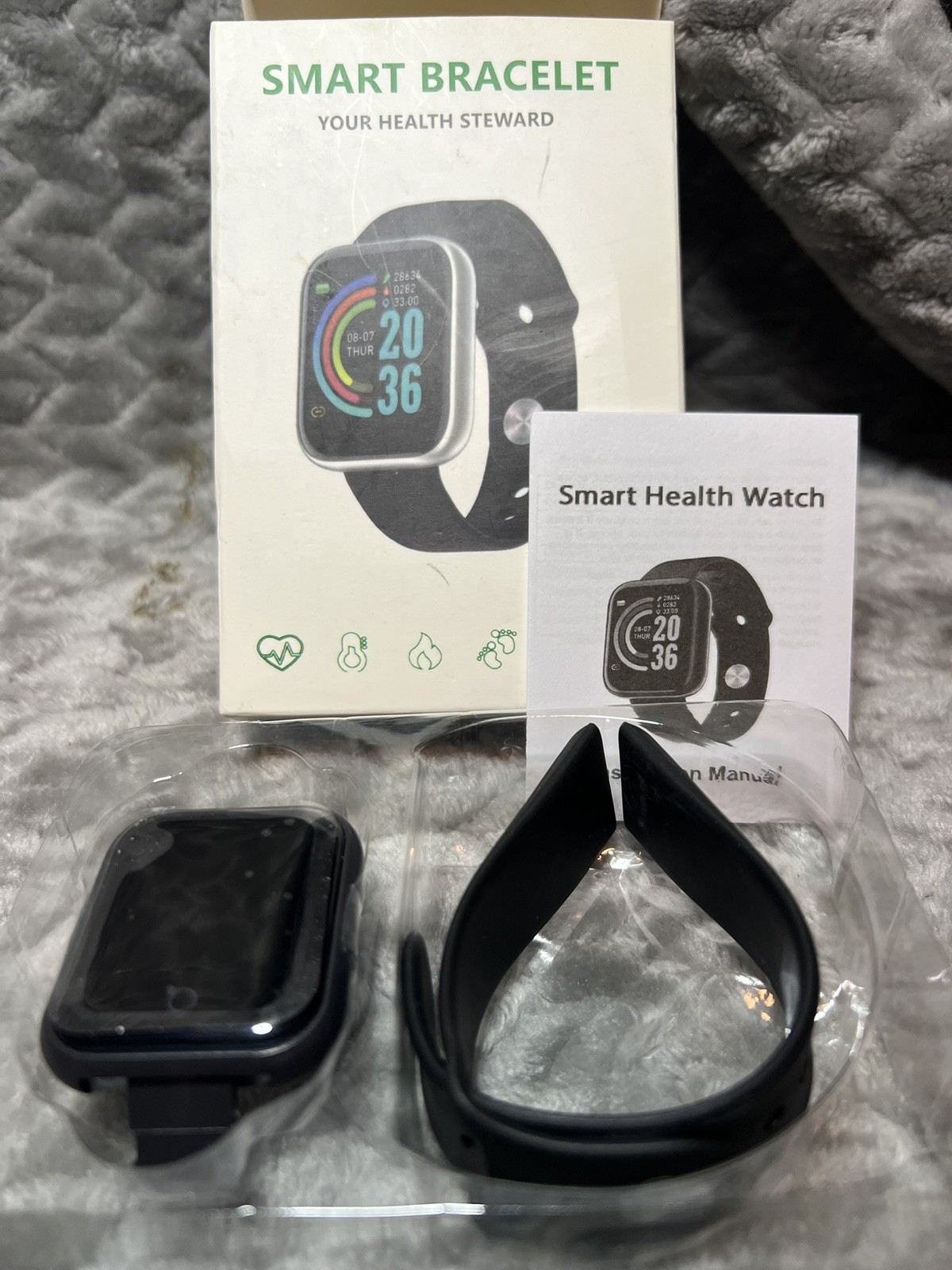Smart Bracelet Fitness Tracker Health Activity Watch Heart Rate Black open box