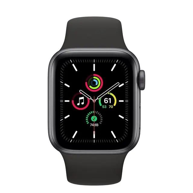 Apple Watch SE 40mm Space Gray Aluminum Case with Black Sport Band – Regular…