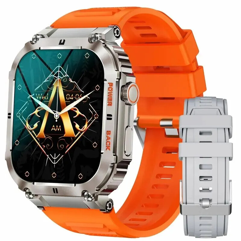 Outdoor Sports Fitness Smartwatch Men 1.96 Inch Screen Bluetooth Call Waterproof