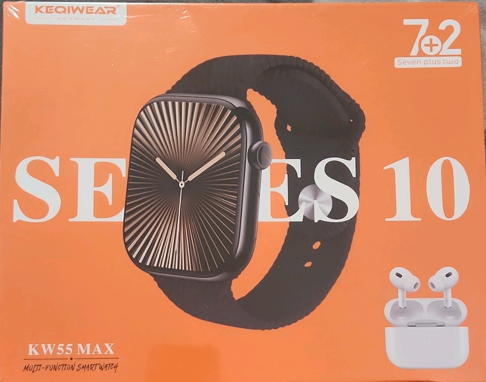 Keqiwear KW55 MAX Series 10 Smartwatch Black Silicone Band Bluetooth Music Voice