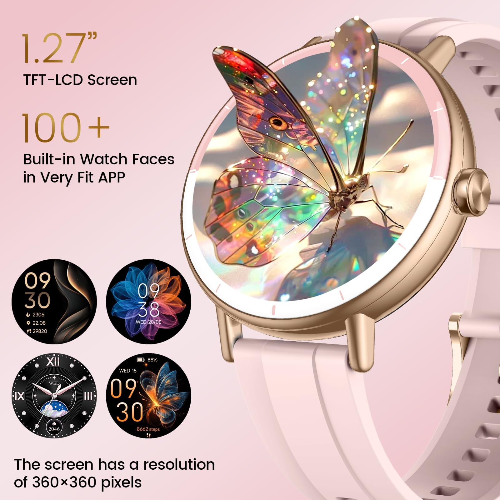 Smart Watches for Women, 1.27″ HD Fitness Tracker with Bluetooth Calls(Answer…