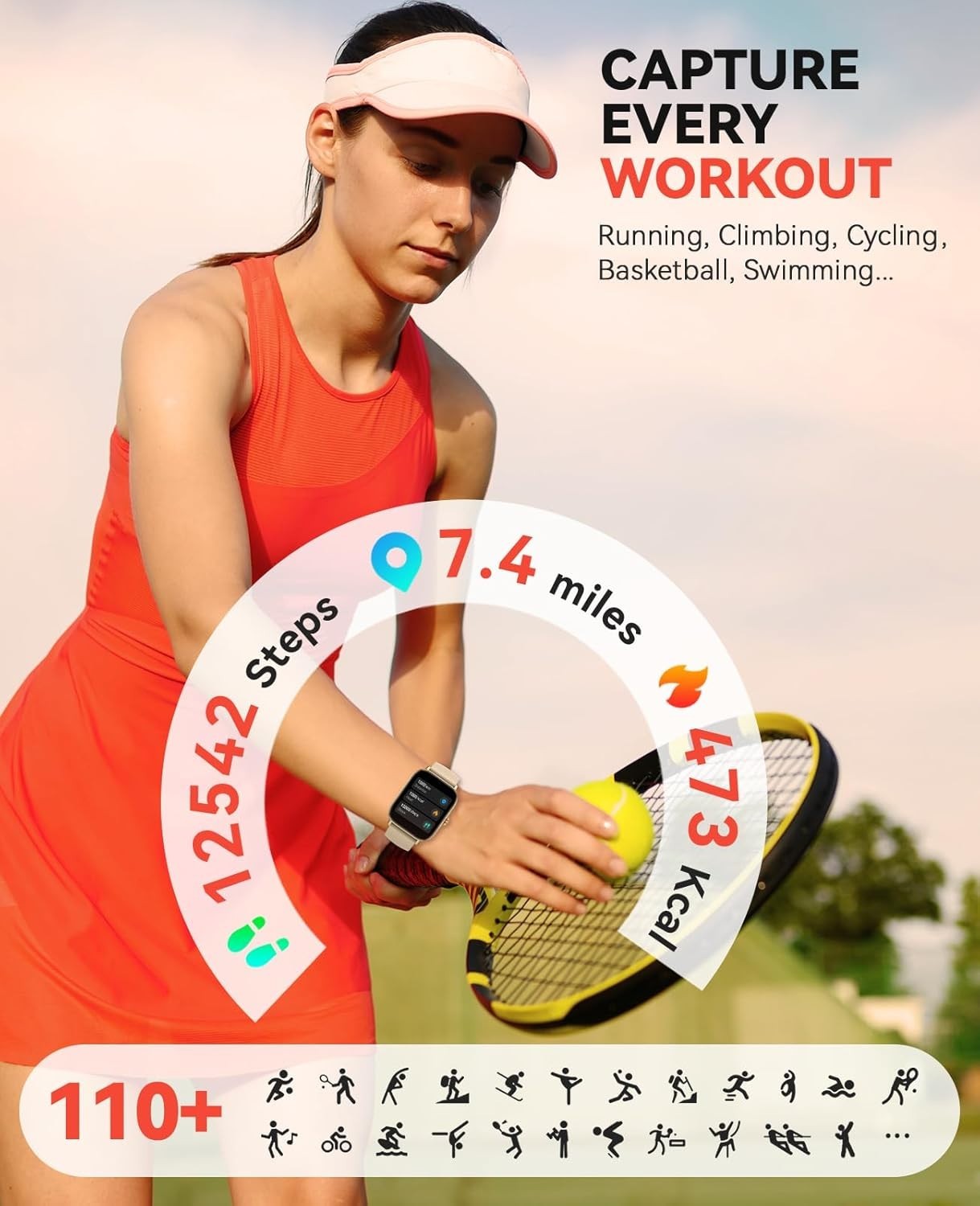 Smart Watch for Women Men- Answer/Make Call, IP68 Waterproof Fitness Step Tracke