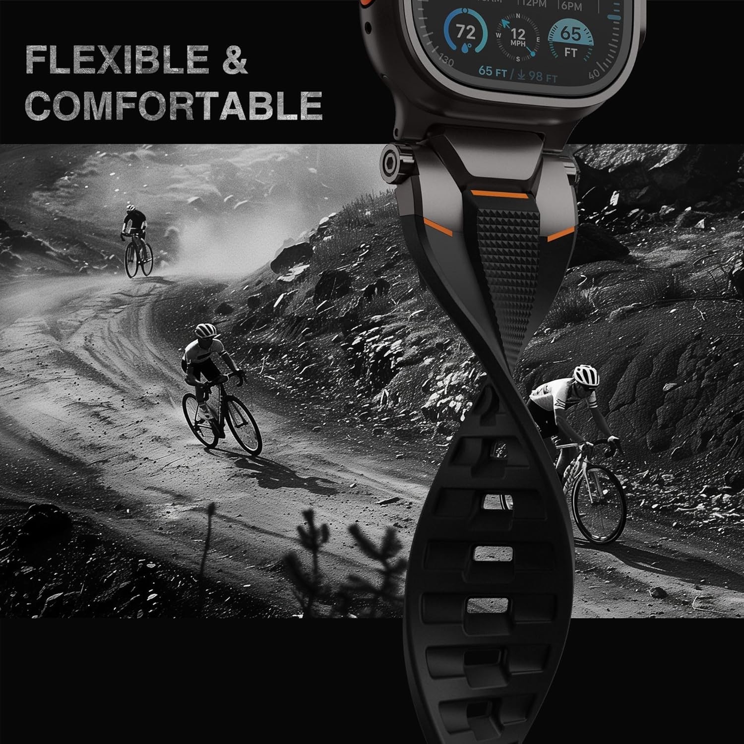 Waterproof TPU Strap Compatible with Apple Watch Ultra 49mm, Series 6 44mm