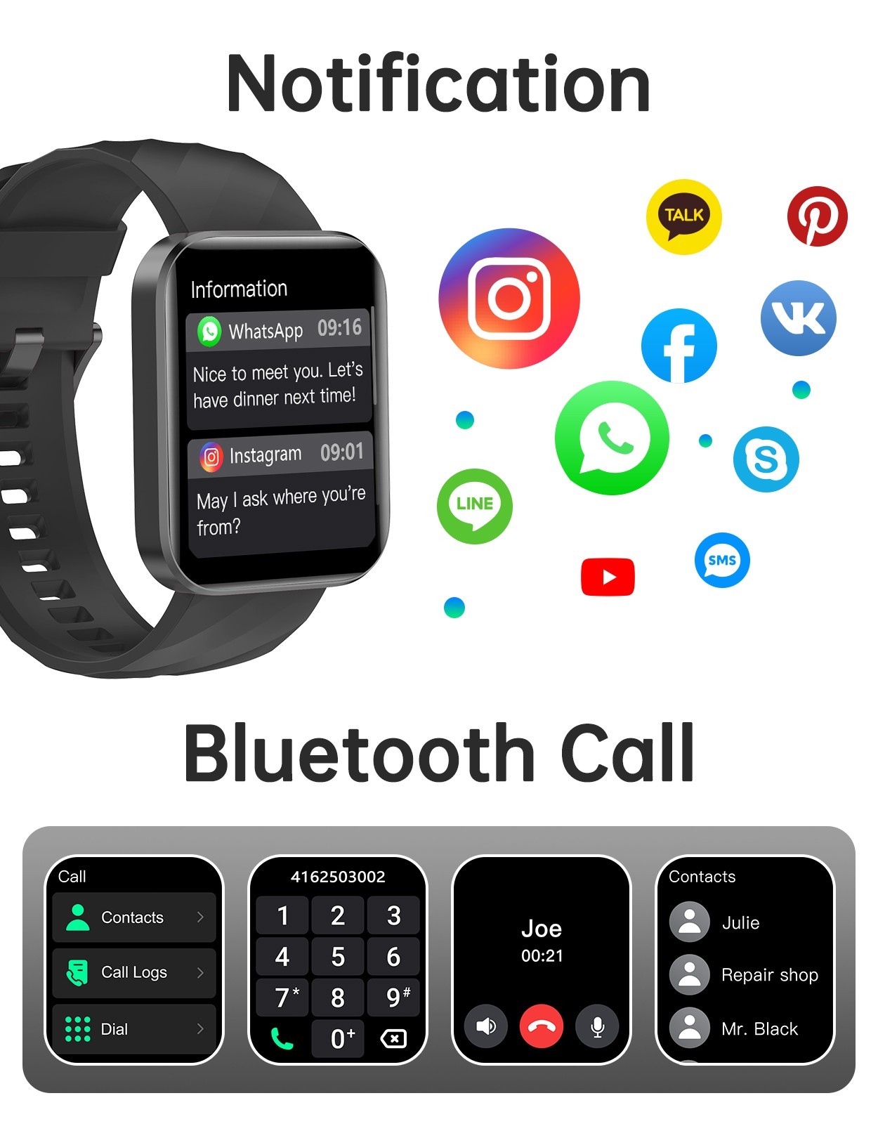 Waterproof Smart Watch Men Women Sleep Heart Rate Monitor For iOS Android