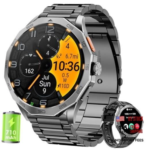Military Smart Watch for Men 1.85″ HD Ultra Screen Touch Screen Obsidian Black
