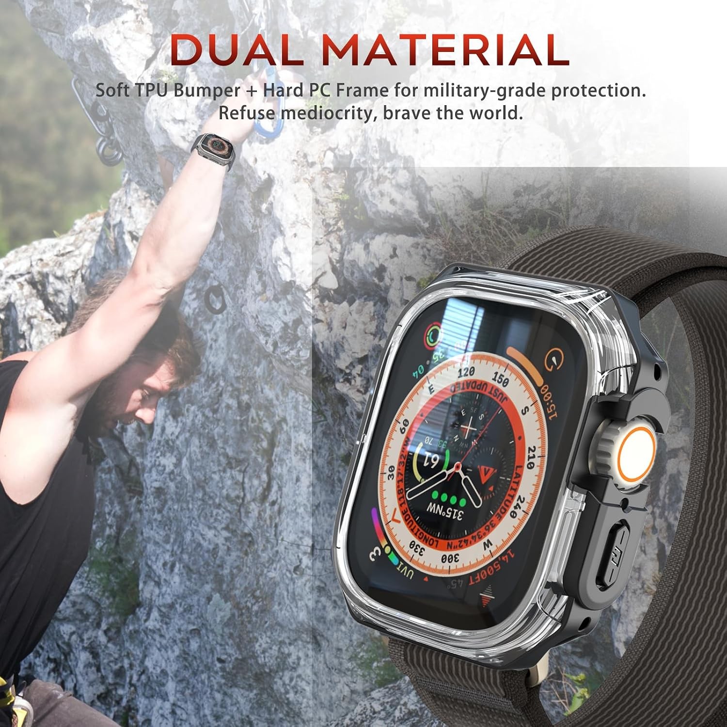 Armor Case for Apple Watch Ultra 49mm – Soft Matte Bumper + Hard Bezel Cover