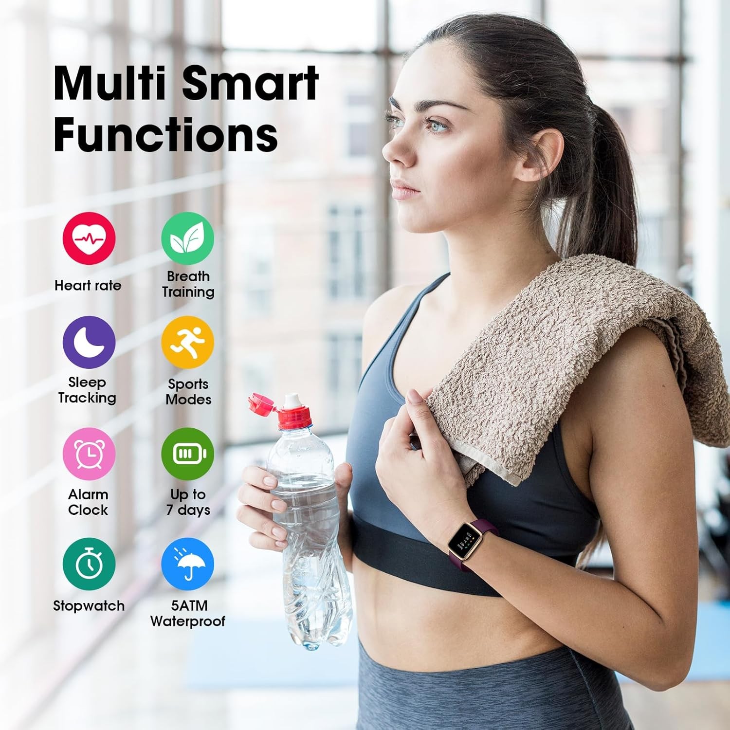 Fitness Tracker Watch with Heart Rate Monitor, Large Screen Activity Purple