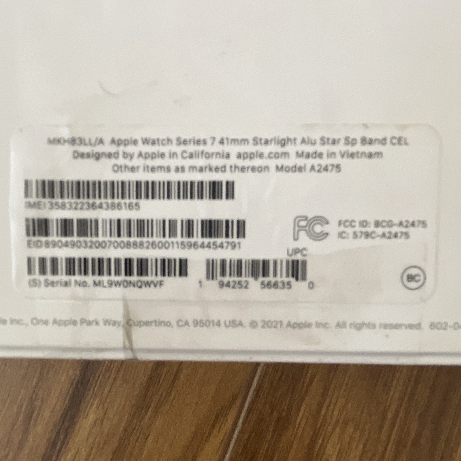 Apple Watch Series 7 41mm (Cellular + GPS) Starlight Aluminum Case, Sport Band