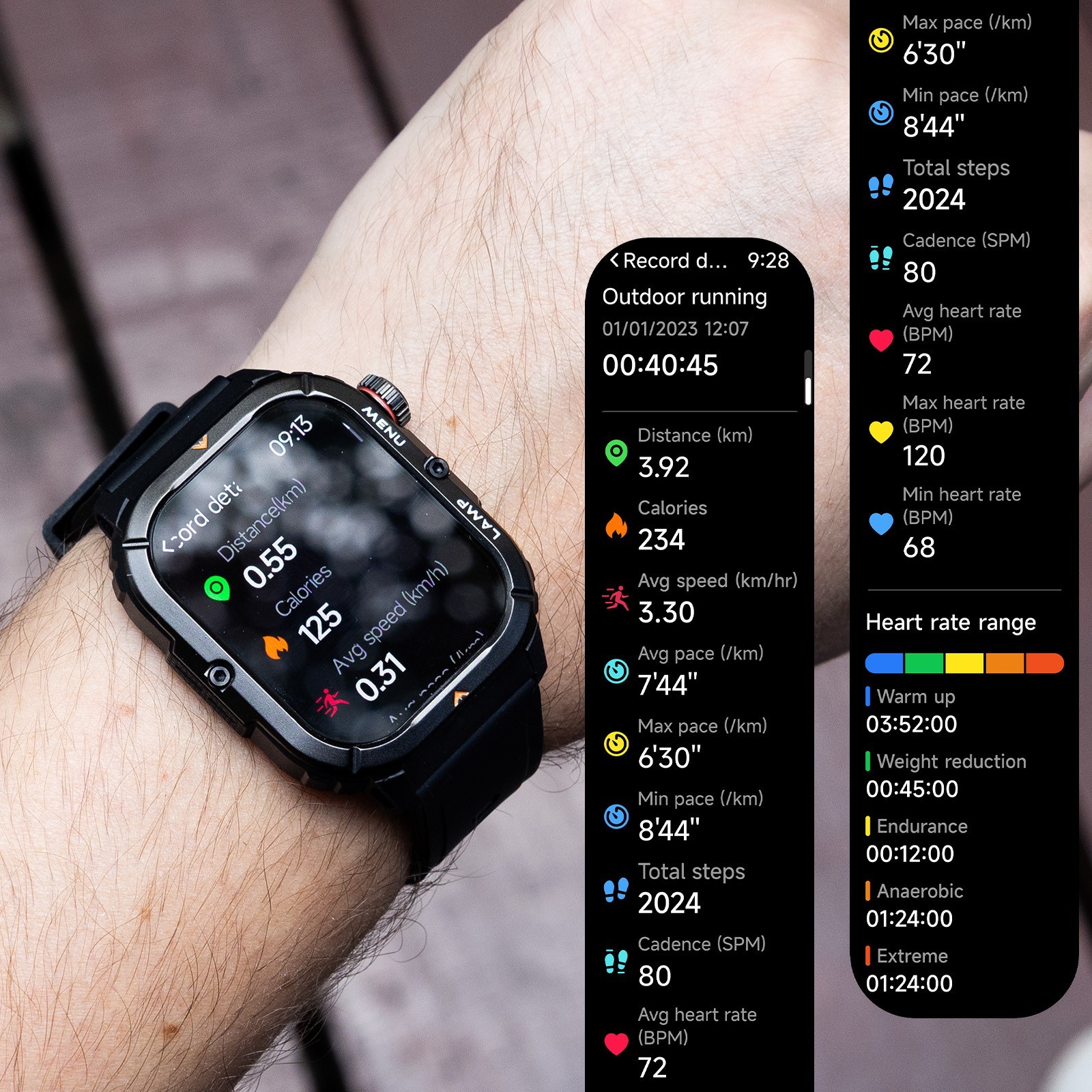 AGM Legion 3 Outdoor Rugged Smart Watch 1.95” AMOLED 5ATM Waterproof Heart Rate