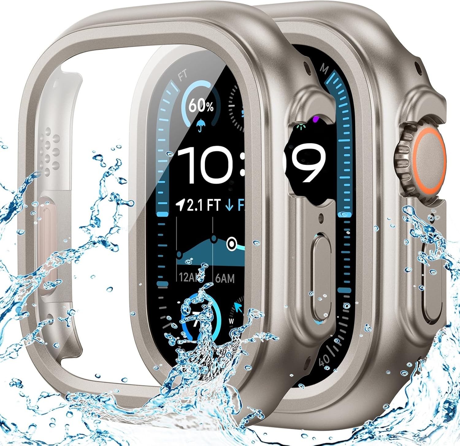 IP67 Waterproof Case with 9H Tempered Glass for Apple Watch Ultra 49mm