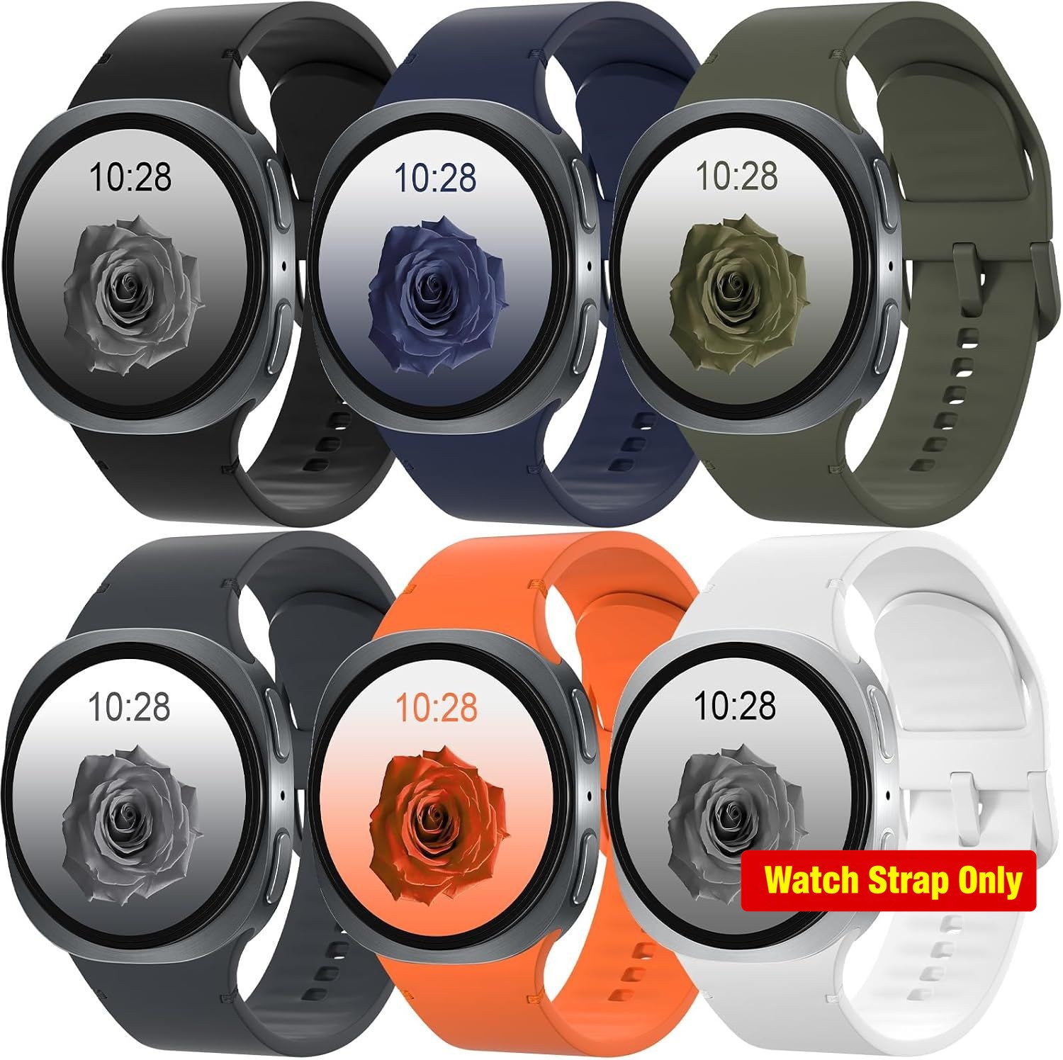 6 Silicone Bands for Samsung Galaxy Watch 8, 40mm & 44mm – 6 Pack Soft Straps