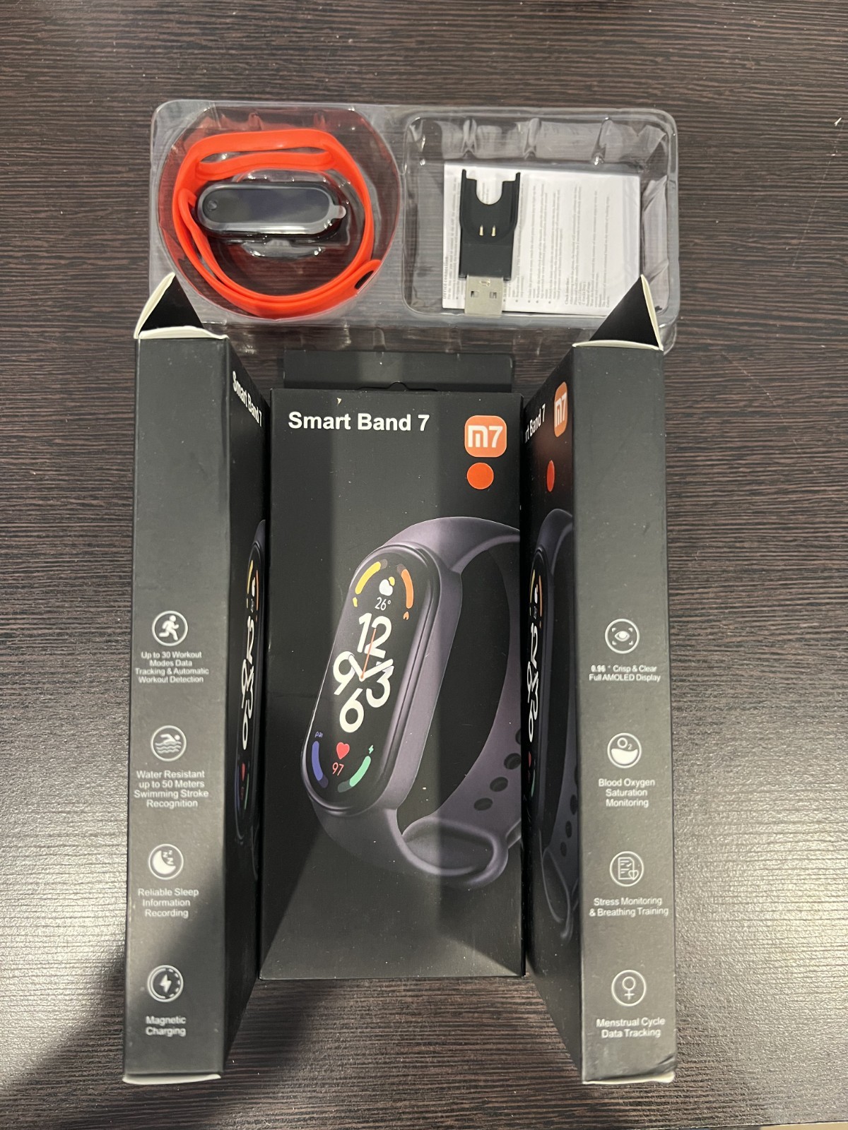 M7 Smart Band 7, Fitness Activity Tracker Watch – Red