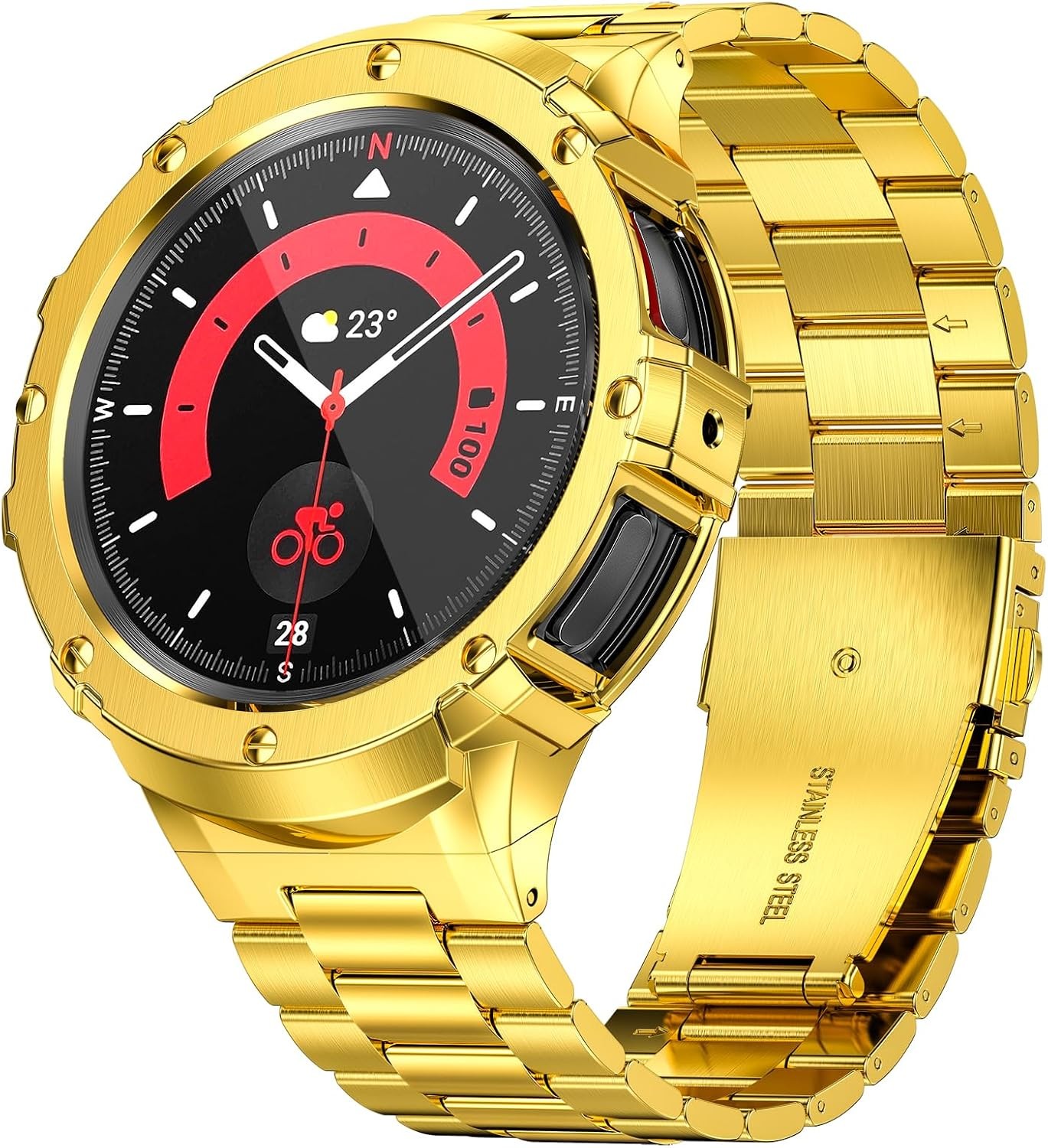 Stainless Steel Band for Samsung Galaxy Watch 7 44mm, Solid Metal Case Bumper