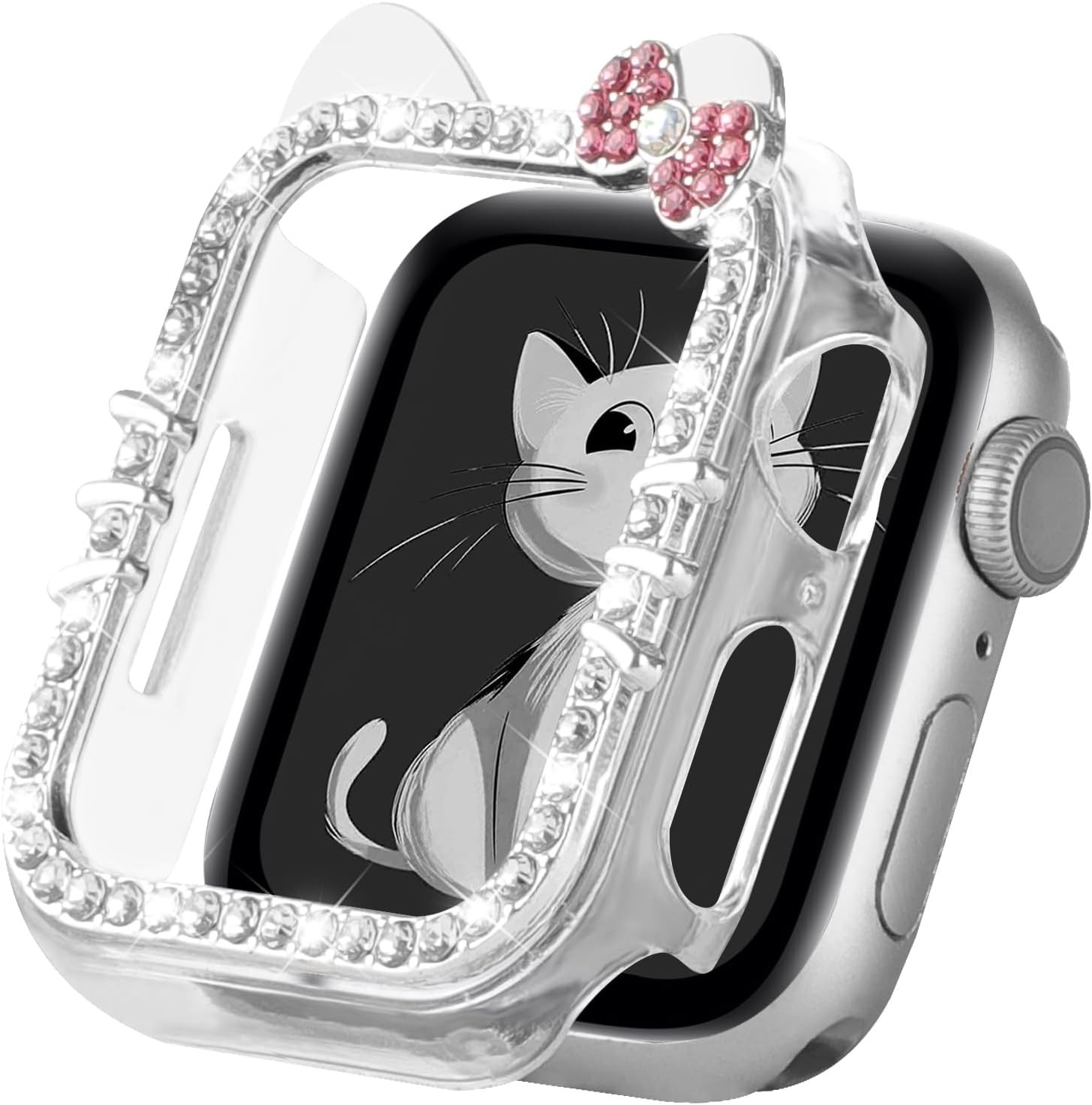 Cute Cartoon Cat Case for Apple Watch 42mm 46mm Series 11 10, Bling & Protective