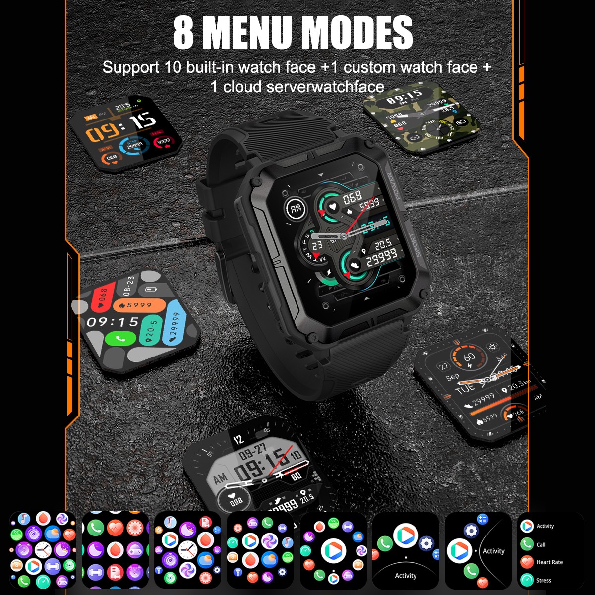 Sports Smart Watch with Bluetooth Call, 14-Day Battery, Health & 123 Sport Modes