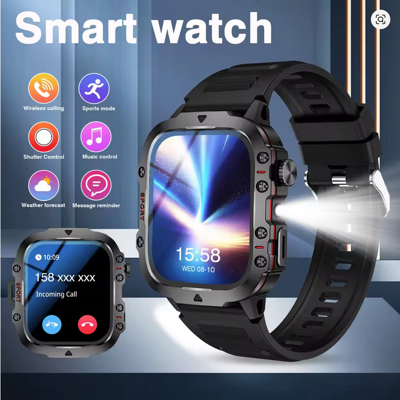 2025 Smart Watch Men Bluetooth Call Fitness Tracker Dual Strap Step Counter Flas