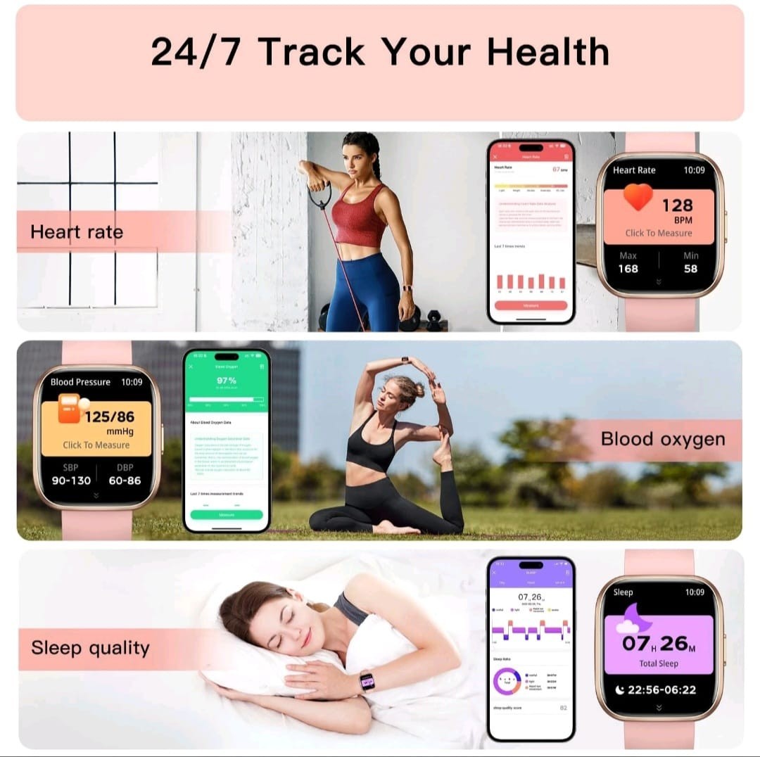 Smart Watches Men,WomenCall Message, 1.85″ Fitness Heart Rate with 120+ Sport…