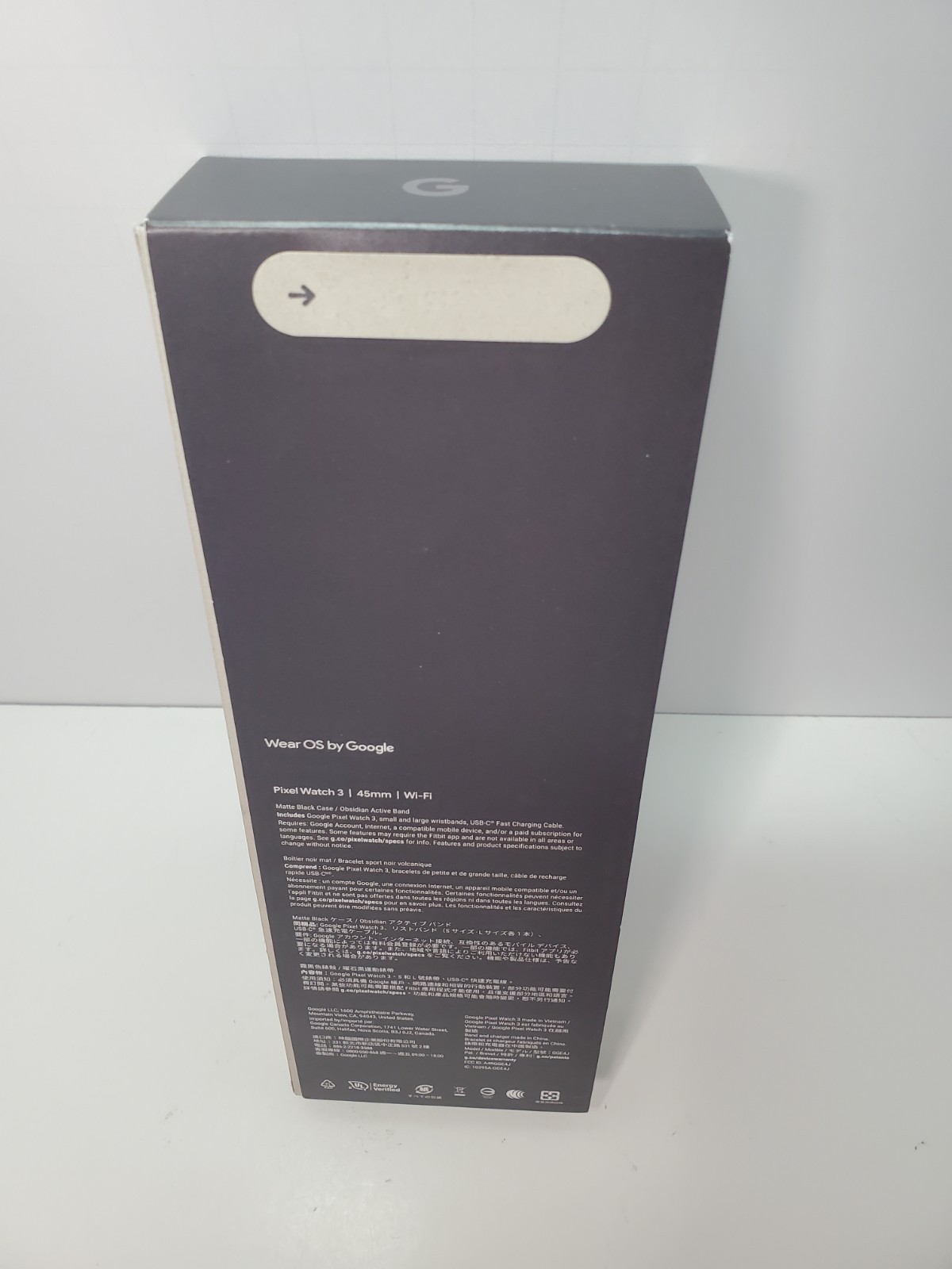 New & Seal Google Pixel Watch 3 45mm Wi-Fi Matte Black Obsidian Band Free Ship