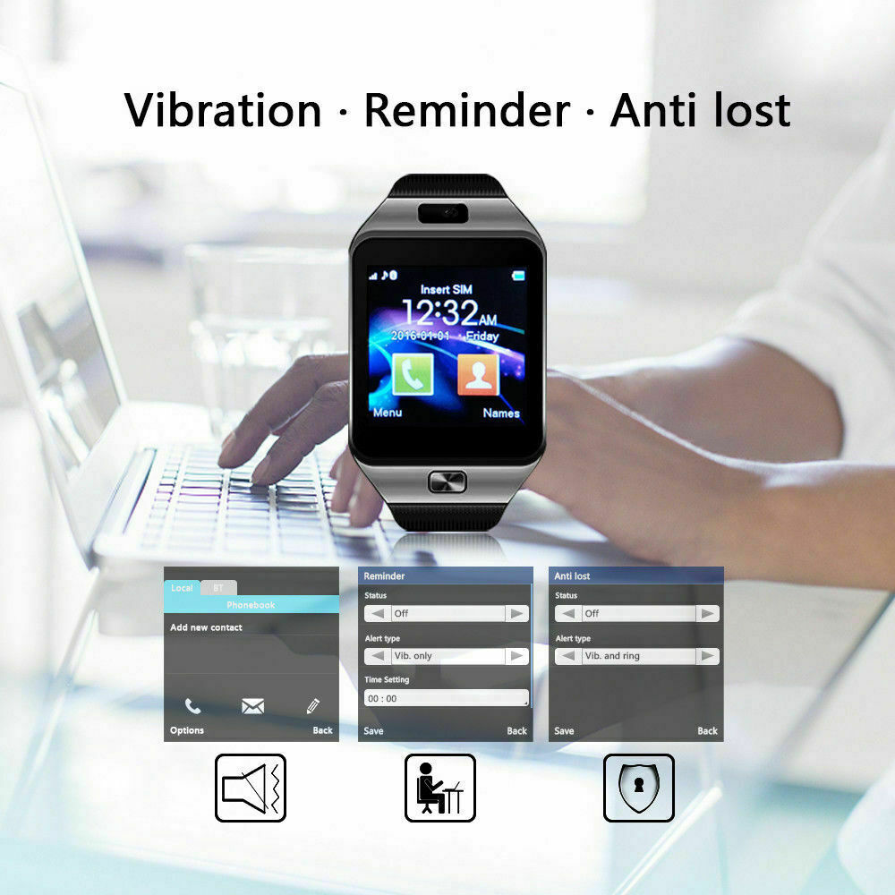 Touchscreen Wrist Smart Phone Watch call text message 4 ios android cell phone