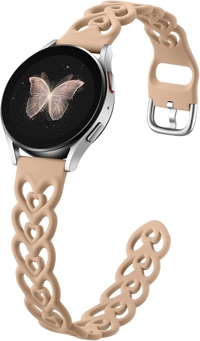 Double Hearts Soft Silicone Strap with Samsung Galaxy Watch 7 40mm Women Sport