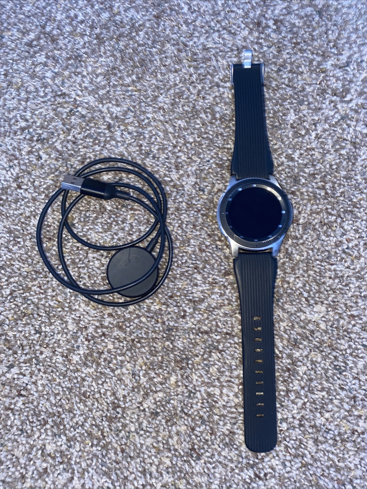 Samsung Galaxy Watch SM-R800 46mm Silver Case Classic Buckle Onyx Black -…