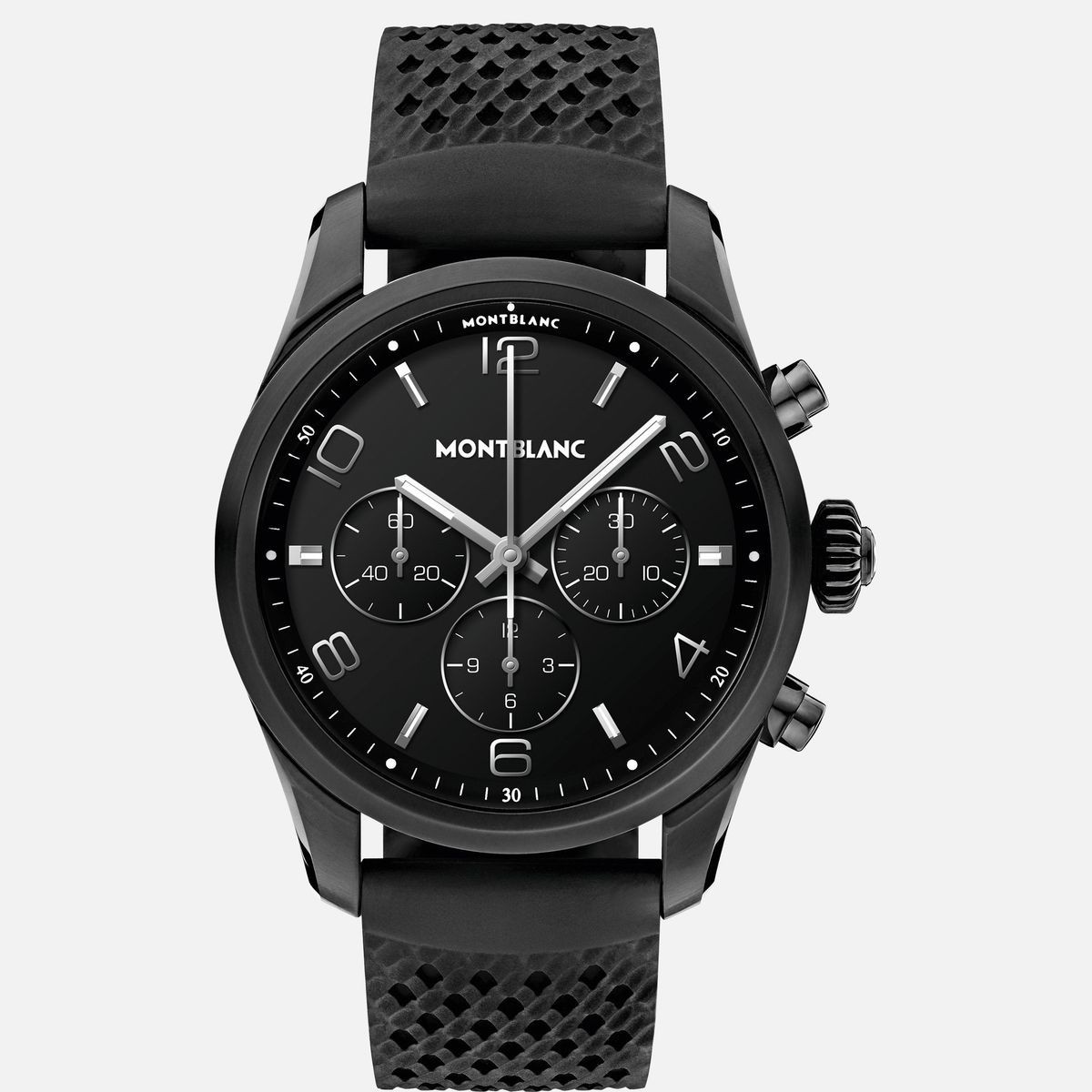 Montblanc Summit 2+ Smartwatch 43.5mm Black Steel Case Rubber Band LTE Brand New