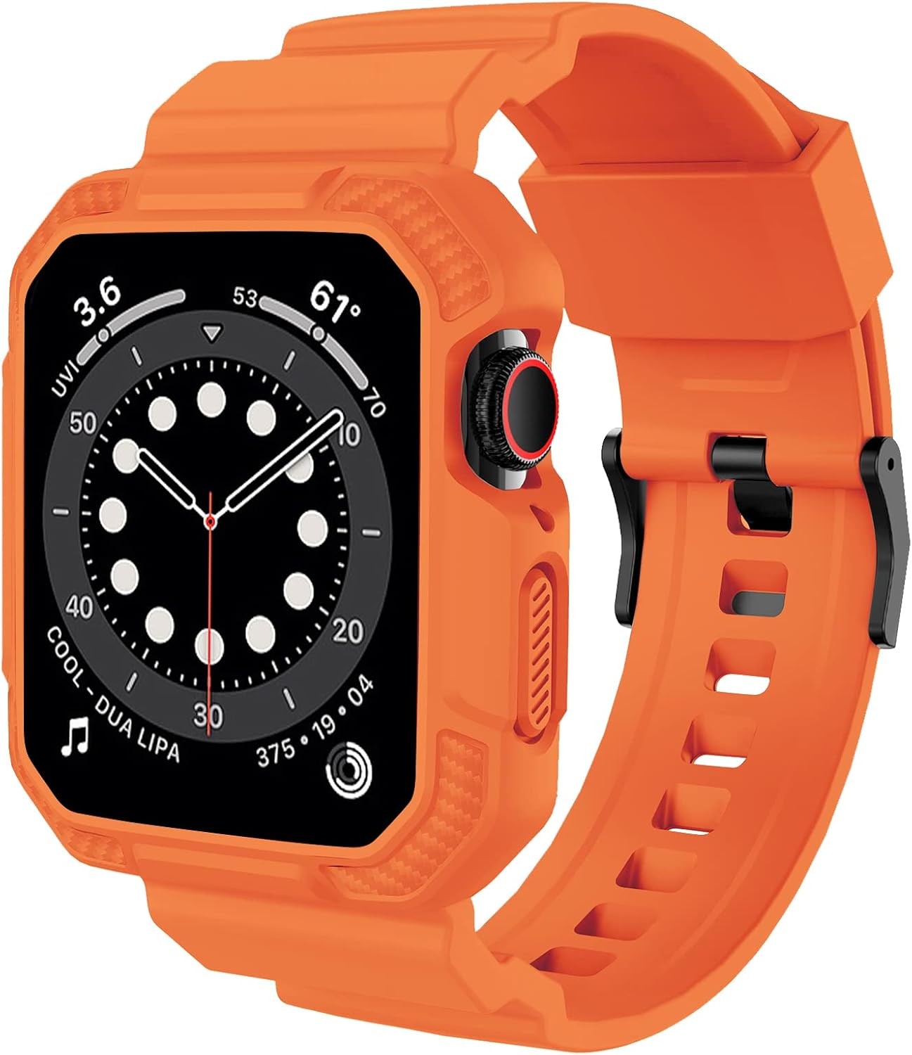 Rugged Band for Apple Watch Series 9/8/7 45mm/44mm/42mm, Shockproof Strap, Orang