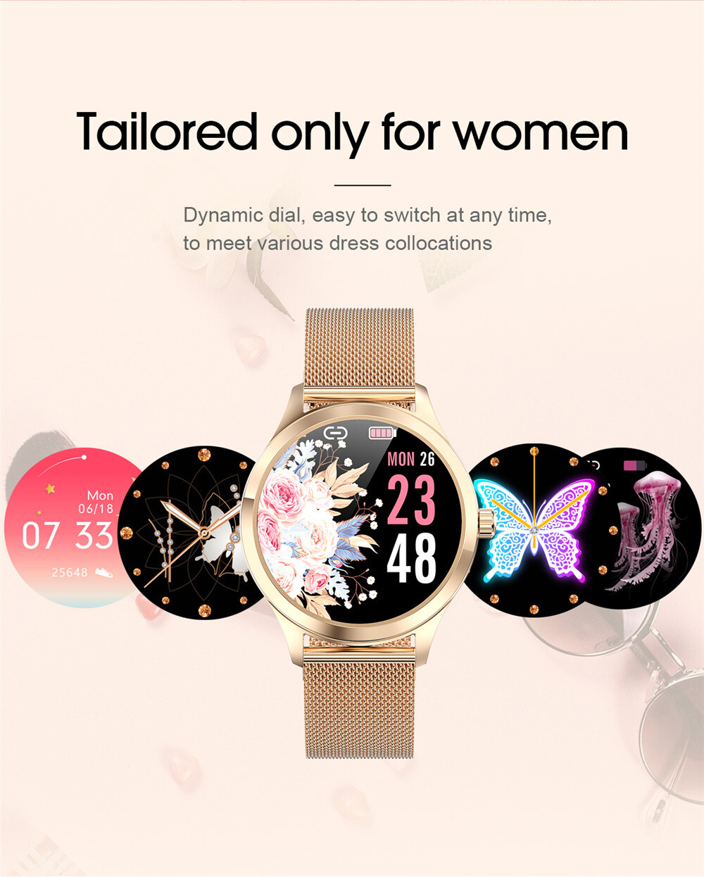 Fashion Women Ladies Smart Watch Sleep Monitor Ladies Wristwatch for Girls Gift