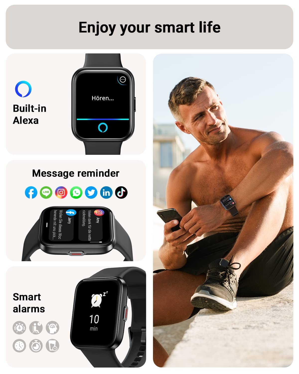 Smart Watch for Men/Women Android/iPhone/Samsung, Alexa Built-in, 1.8″ Touch …