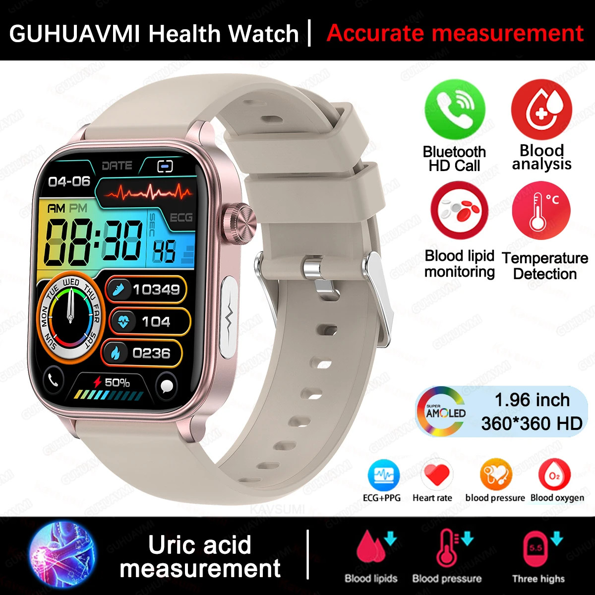 2025 New Xiaomi ECG+PPG Blood Lipid and Uric Acid Health Smart Watch
